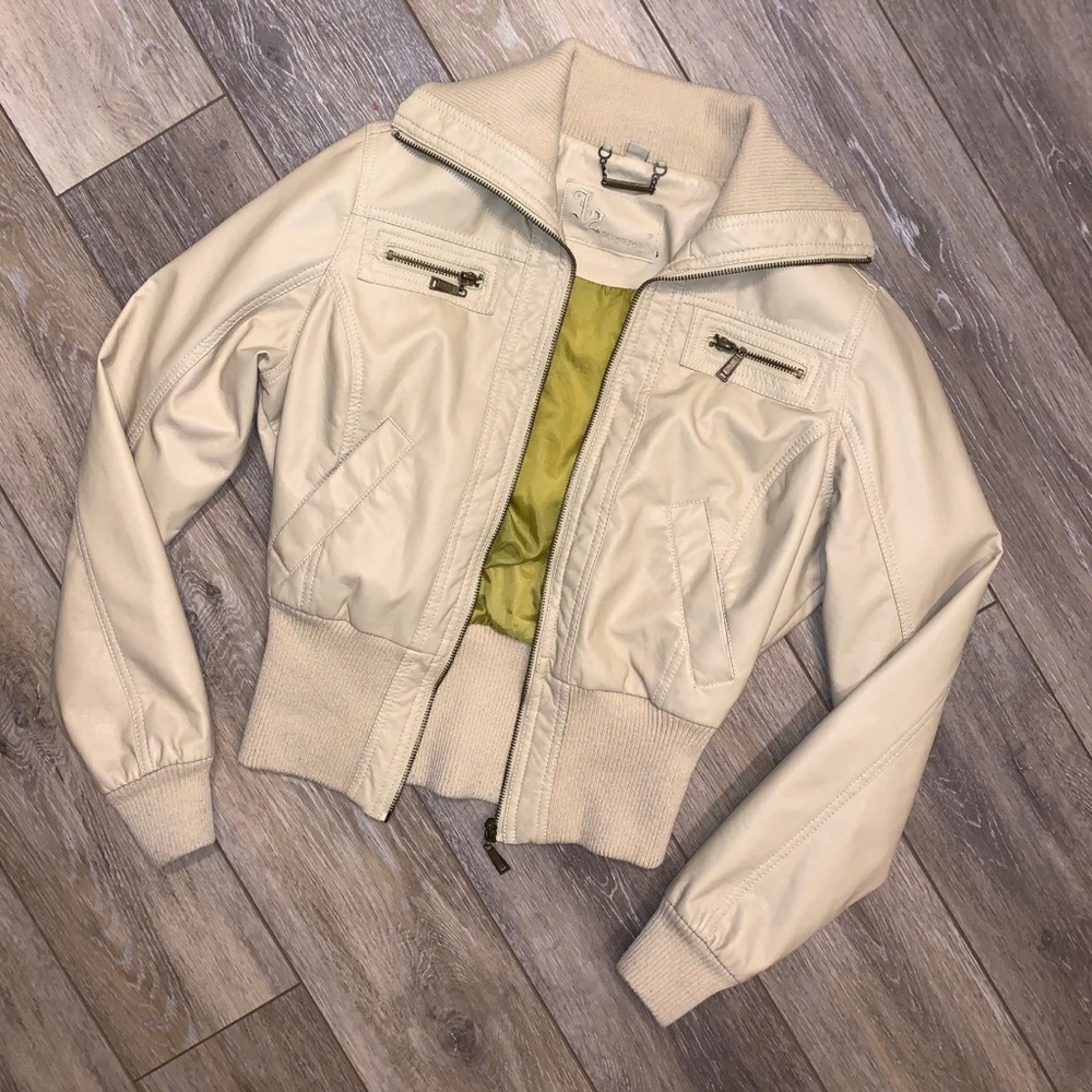 cream faux leather jacket